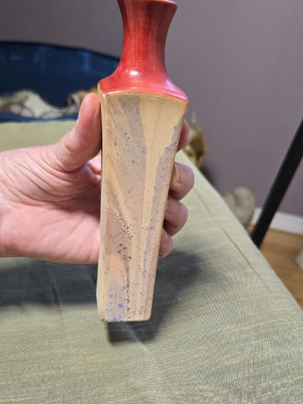 Handmade Marbled Ceramic Bottle – Peach and Coral